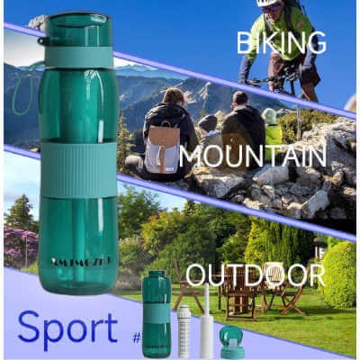 Green Color Tritan Water Bottle With Filter, 26 Ounce