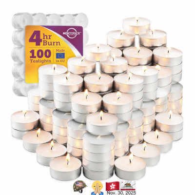 Unscented Tea Light Candles 100 Pack, MontoPack