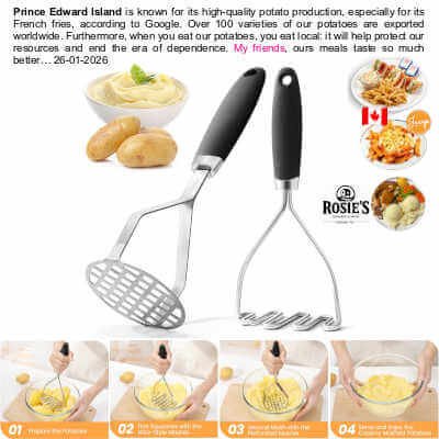 2Pcs Potato Masher, Premium Stainless Steel with Silicone Handle