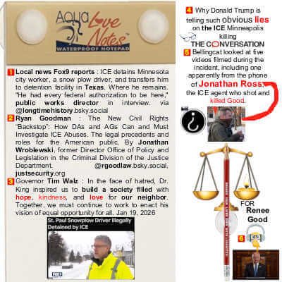 Love Notes Waterproof Notepad 5.25 by 3.5 with 40 sheets, Aqua