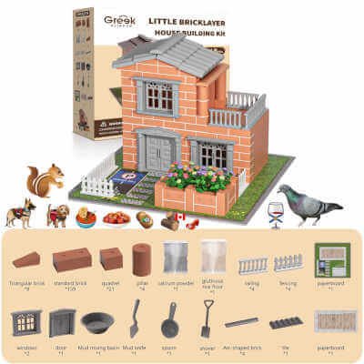 Mini House Building Kit for Kids Age 8+, Block Building with Real Mini Bricks