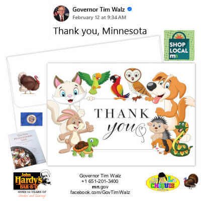 Whimsical Animal Pals Thank You Note Card and Envelope, 24 count, Great Papers!