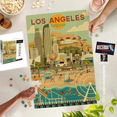 Lantern Press Los Angeles, California, Geometric City Series, 1000 Piece Jigsaw Puzzle for Adults