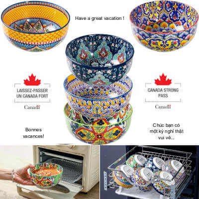 Boho Cereal Bowls, 6pcs, 28 oz, Colorful Bowls