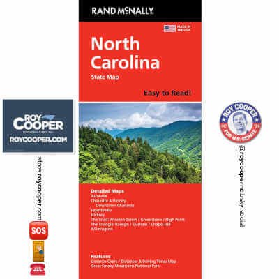 North Carolina State Map, Rand McNally
