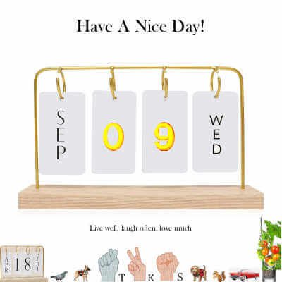 Gold Metal Stand with Paper Monthly Daily Calendar, Uguisu